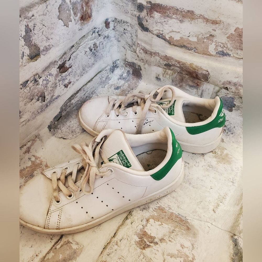 Adidas Stan Smith Low White Green Shoes Size Youth 4.5